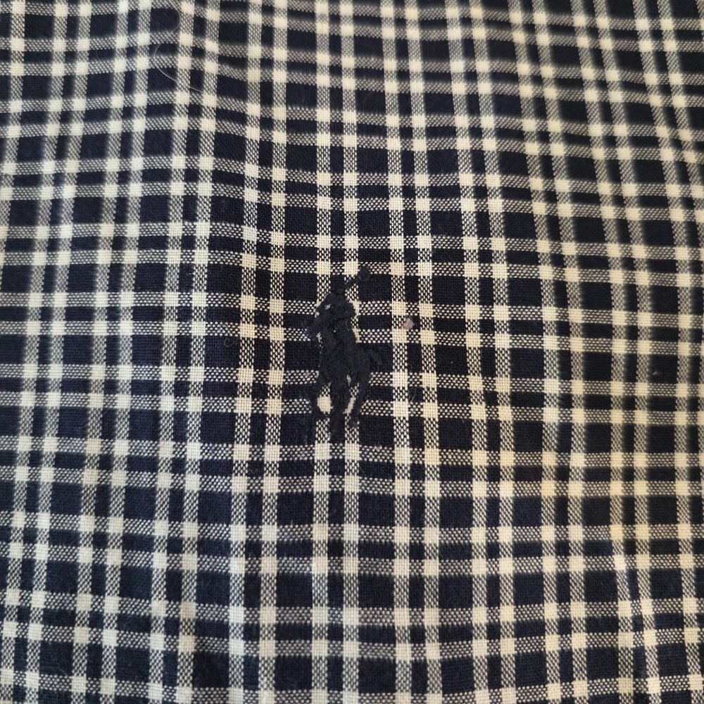 Polo Ralph Lauren Mens L Navy Plaid Button Down Shirt Classic Fit Cotton - Picture 4 of 6